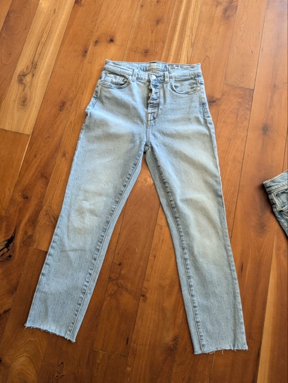 7 For All Mankind Light Blue High-Rise Button-Fly Jeans
